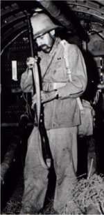 Major-General Orde Wingate inside a C-47 transport plane