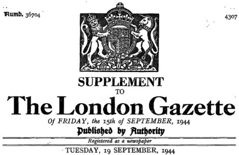 London Gazette 19-Sep-1944